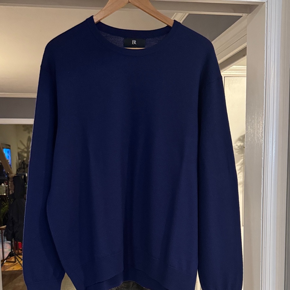 Men's Banana Republic Merino Crew Neck Sweater, Royal Blue, size XL.